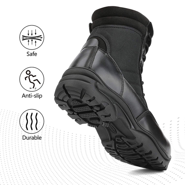 Men's Wide Steel Toe Safety Work Boots【Wide Fit】 - BLACK - 5