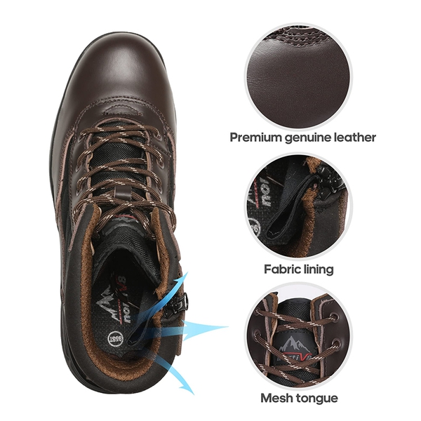 Men's Steel Toe Safety Work Boots - DARK BROWN - 2