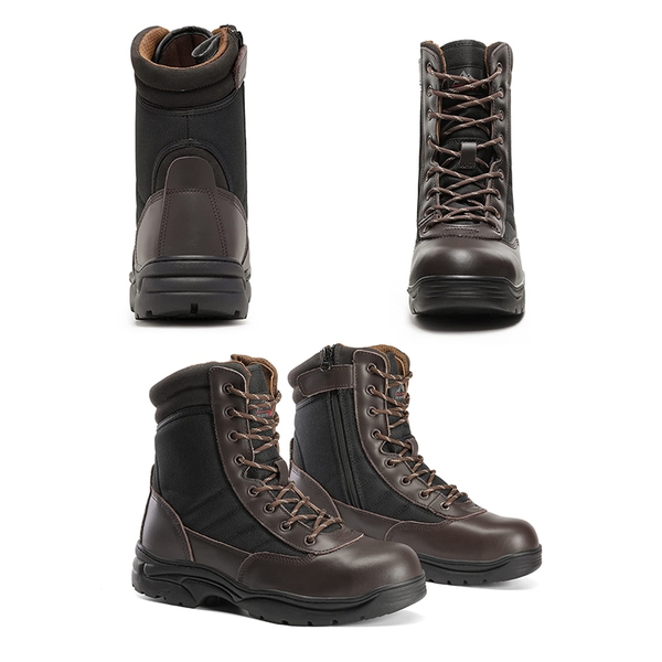 Men's Steel Toe Safety Work Boots - DARK BROWN - 1
