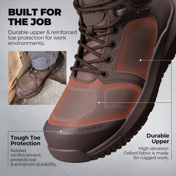 Men's WorkNano Lightweight Composite Toe Work Shoes - DARK BROWN - 3