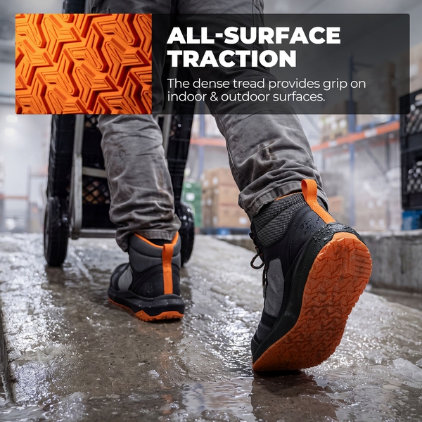 Men's WorkNano Lightweight Composite Toe Waterproof Work Boots - BLACK/ORANGE - 6