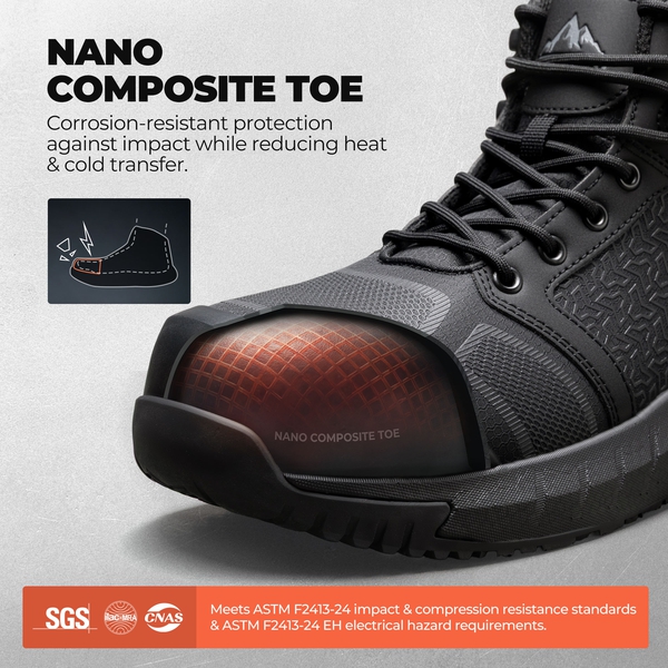 Men's WorkNano Composite Toe Work Boots - Ultra Lightweight | NORTIV 8