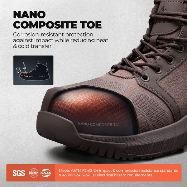 Men's WorkNano Lightweight Composite Toe Work Shoes - DARK BROWN - 2