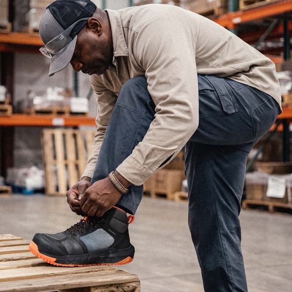 Men's WorkNano Lightweight Composite Toe Waterproof Work Boots - BLACK/ORANGE - 8