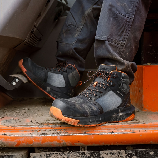 Men's WorkNano Lightweight Composite Toe Waterproof Work Boots - BLACK/ORANGE - 7