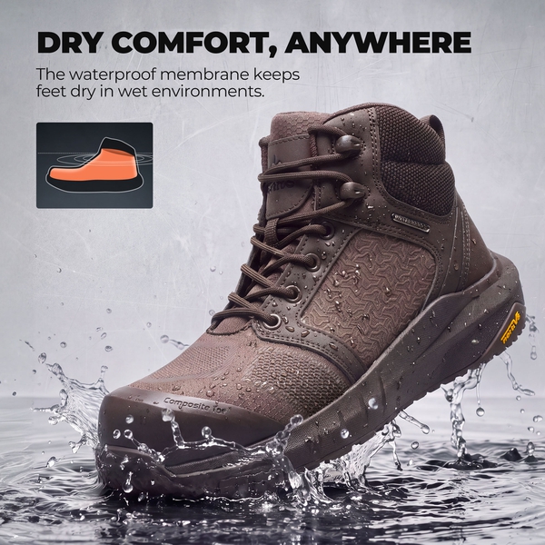 Men's WorkNano Lightweight Composite Toe Work Shoes - DARK BROWN - 1