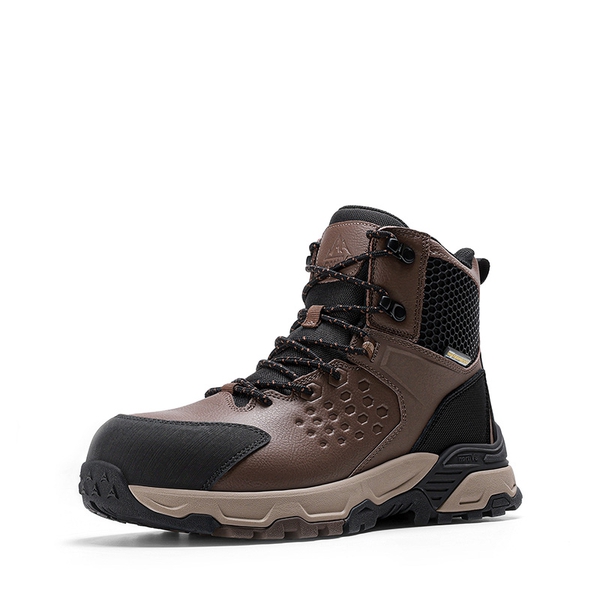 Men’s Waterproof Steel Toe Work Boots - DARK BROWN -  0