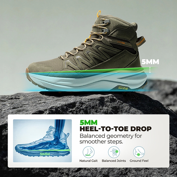 Men’s Wide Toe Box Waterproof Hiking Boots - OLIVE - 3