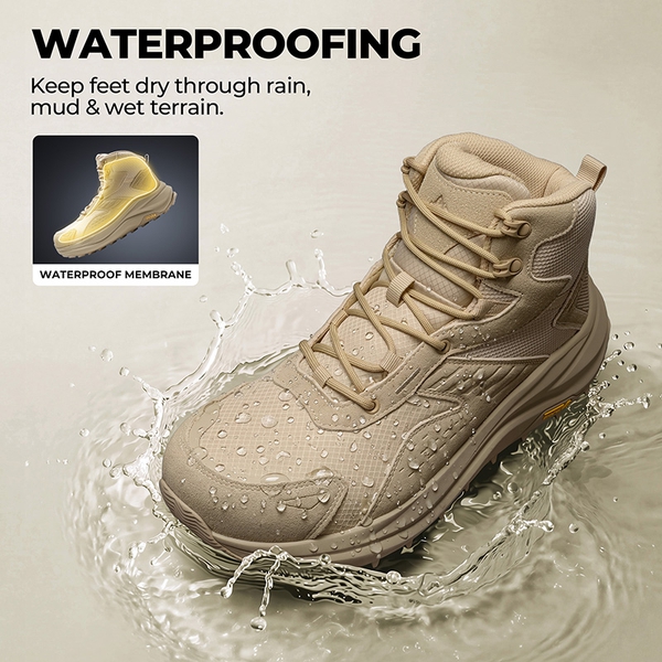 Men's Wide Toe Box Waterproof Composite Toe Boots - SAND - 5