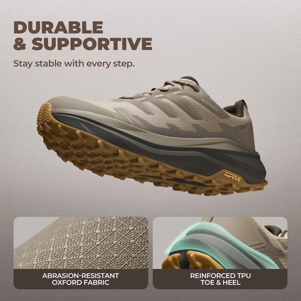 Men’s Wide Toe Box Waterproof Hiking Shoes - LIGHT BROWN - 4