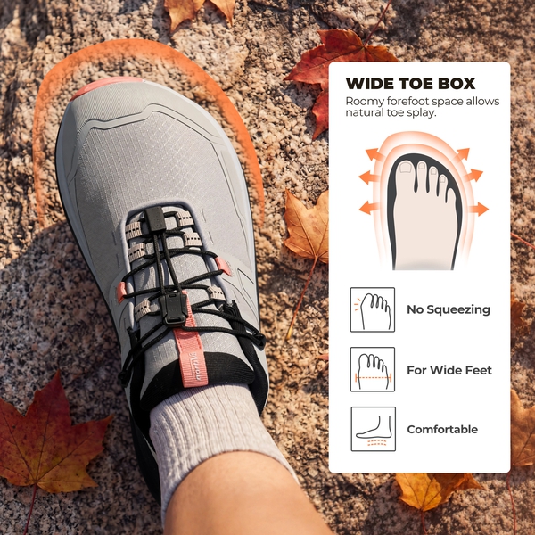 Women’s Lightweight Waterproof Hiking Shoes - LIGHT GREY/PINK - 3
