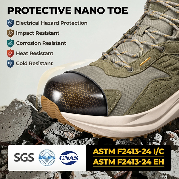 Men's Wide Toe Box Waterproof Composite Toe Boots - OLIVE - 2