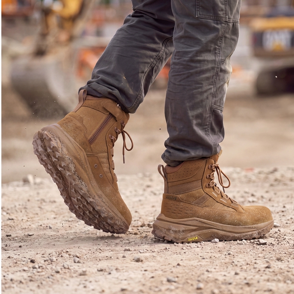 Men's Wide Toe Box Side-Zip Composite Toe Work Boots - COYOTE - 7