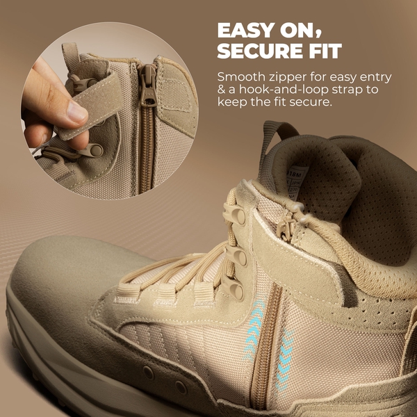 Men's Wide Toe Box Side-Zip Composite Toe Work Boots - SAND - 4