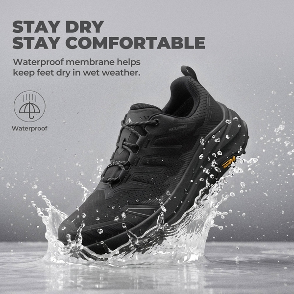 Men’s Wide Toe Box Waterproof Hiking Shoes - BLACK - 3