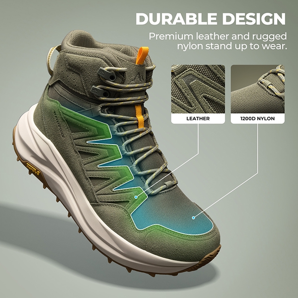 Men’s Wide Toe Box Waterproof Hiking Boots - OLIVE - 4