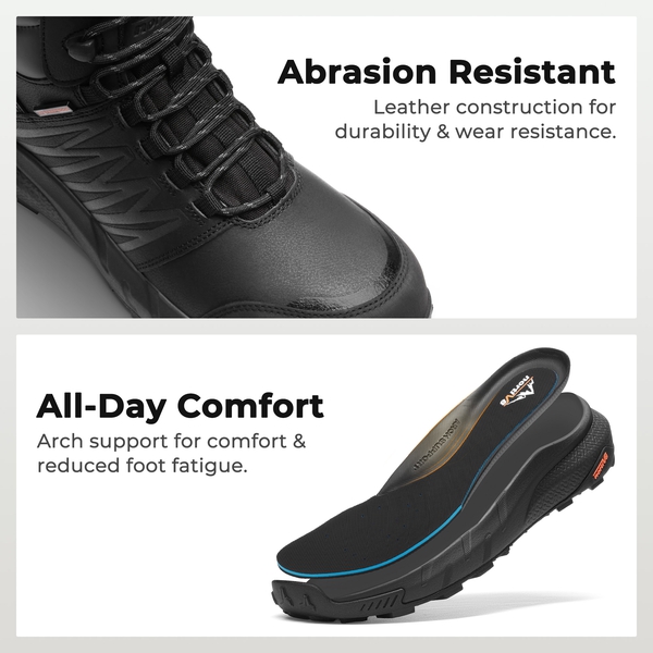 Men's Nano Composite Toe Waterproof Work Boots - BLACK - 4