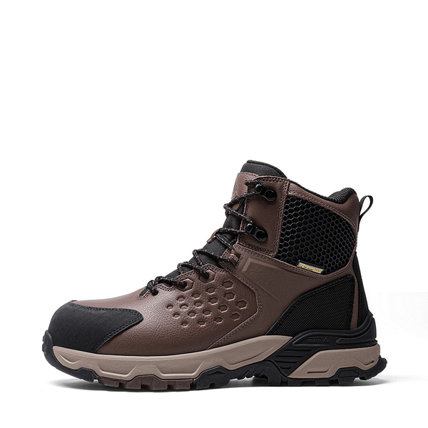 Men’s Waterproof Steel Toe Work Boots - DARK BROWN - 1