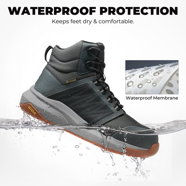 Men's Waterproof Tactical Composite Toe Work Boots - GREY - 3