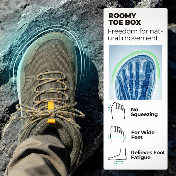 Men’s Wide Toe Box Waterproof Hiking Boots - OLIVE - 6