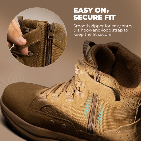 Men's Wide Toe Box Side-Zip Composite Toe Work Boots - COYOTE - 4