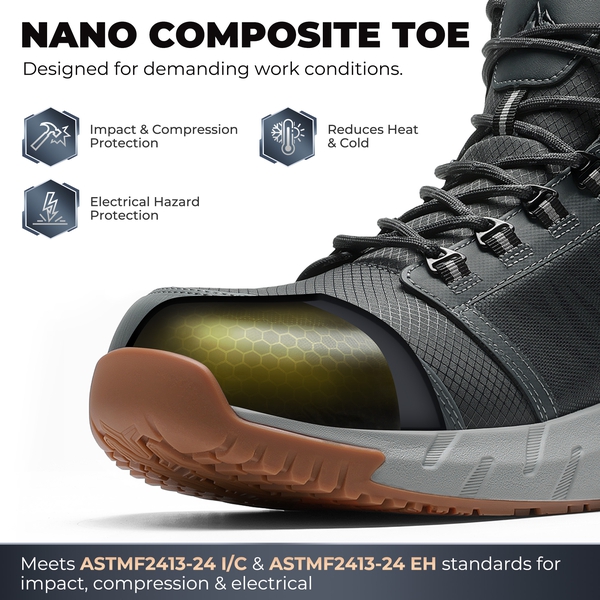 Men's Waterproof Tactical Composite Toe Work Boots - GREY - 2