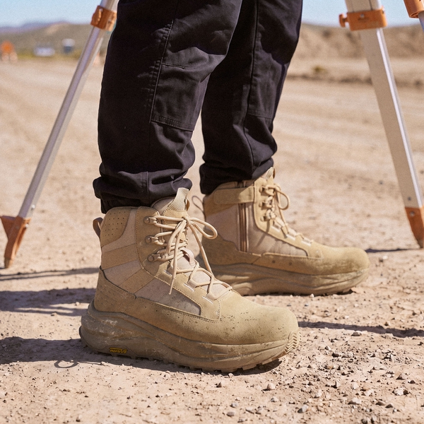 Men's Wide Toe Box Side-Zip Composite Toe Work Boots - SAND - 7
