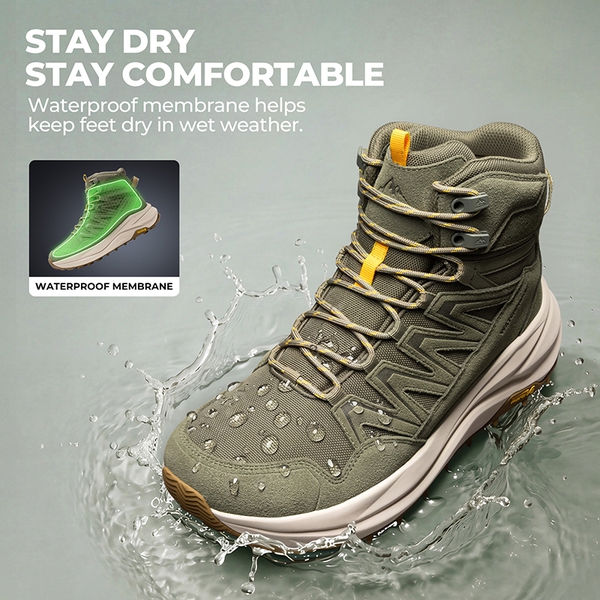 Men’s Wide Toe Box Waterproof Hiking Boots - OLIVE - 2