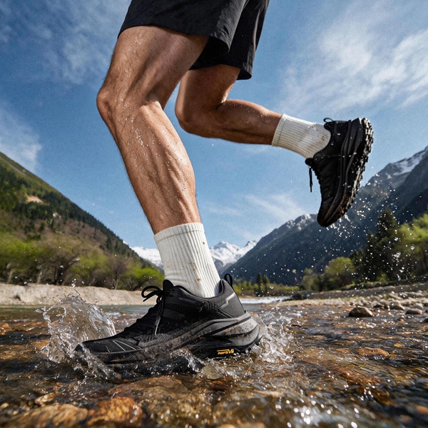 Men’s Wide Toe Box Waterproof Hiking Shoes - BLACK - 9