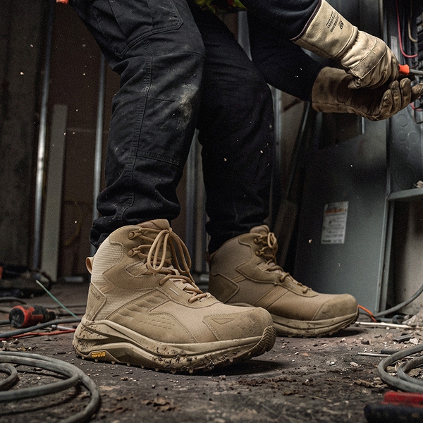 Men's Wide Toe Box Waterproof Composite Toe Boots - SAND - 7
