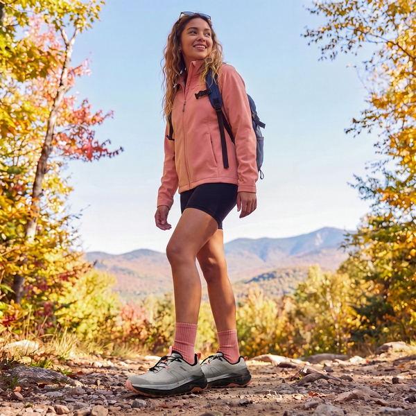 Women’s Lightweight Waterproof Hiking Shoes - LIGHT GREY/PINK - 7