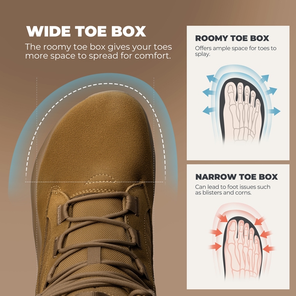 Men's Wide Toe Box Side-Zip Composite Toe Work Boots - COYOTE - 5