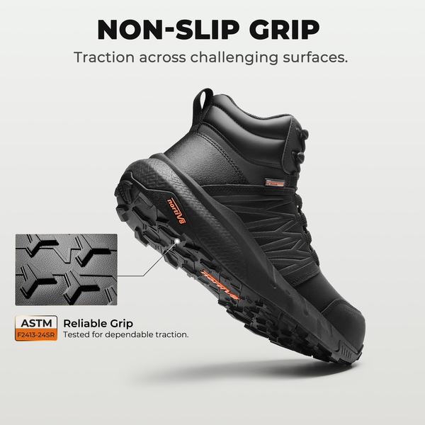Men's Nano Composite Toe Waterproof Work Boots - BLACK - 6