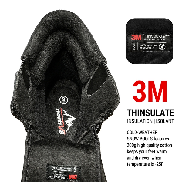 Men's Waterproof Slip-On Snow Boots - BLACK - 4