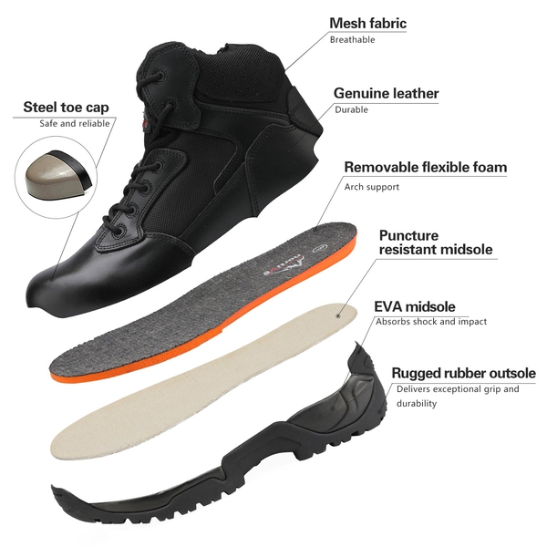 Men's Steel Toe Cap Work Boots - BLACK - 2