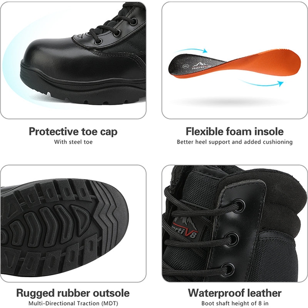 Men's Steel Toe Safety Work Boots - BLACK - 3