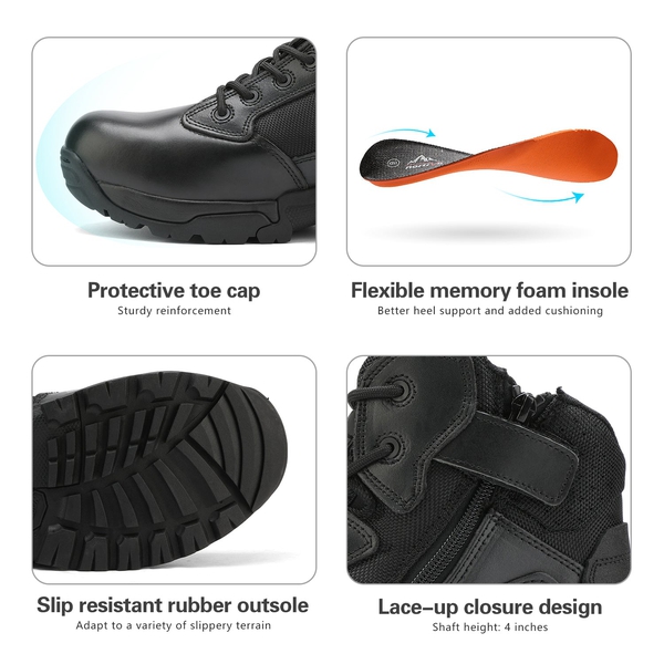Men's Steel Toe Cap Work Boots - BLACK - 4