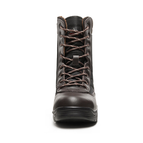 Men's Steel Toe Safety Work Boots - DARK BROWN - 4