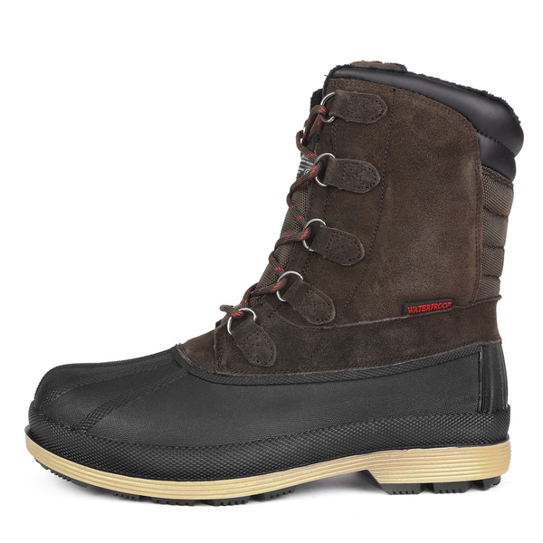 Men's Waterproof Winter Snow Boots - DARK BROWN BLACK - 1