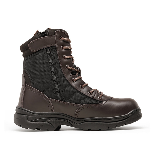 Men's Steel Toe Safety Work Boots - DARK BROWN - 2