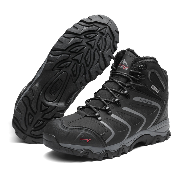 [Armadillo Series] Men's & Women's Warm Waterproof Hiking Boots - BLACK-GREY - 3