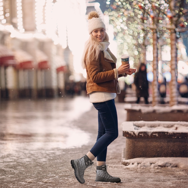 Women's Lace Up Winter Snow Boots - BEIGE - 2