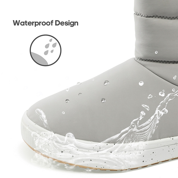 Women's Mid-Calf Water Resistant Winter Boots - LIGHT-GREY - 4