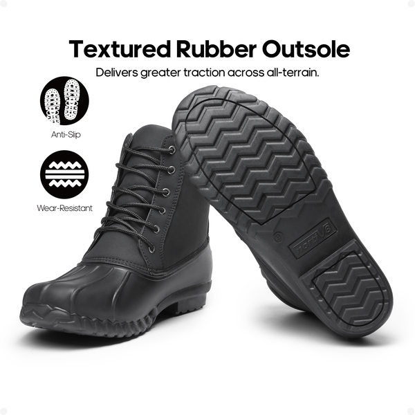 Men's Fur Lined Duck Snow Boots - BLACK - 1