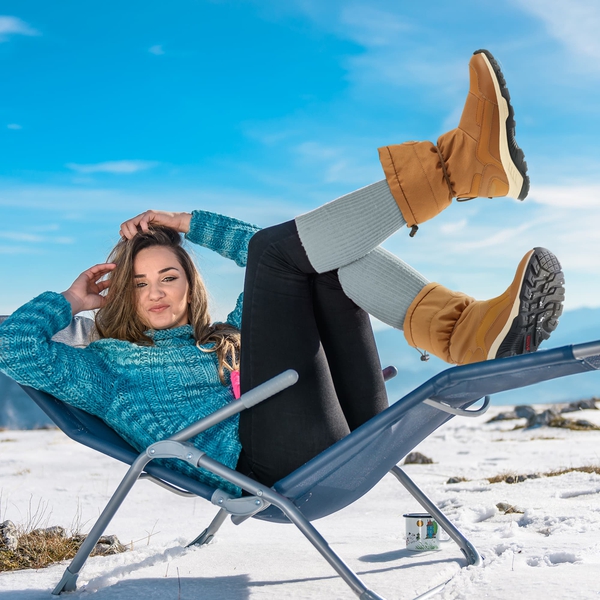 Women's Insulated Fur Slip On Snow Boots - TAN - 1