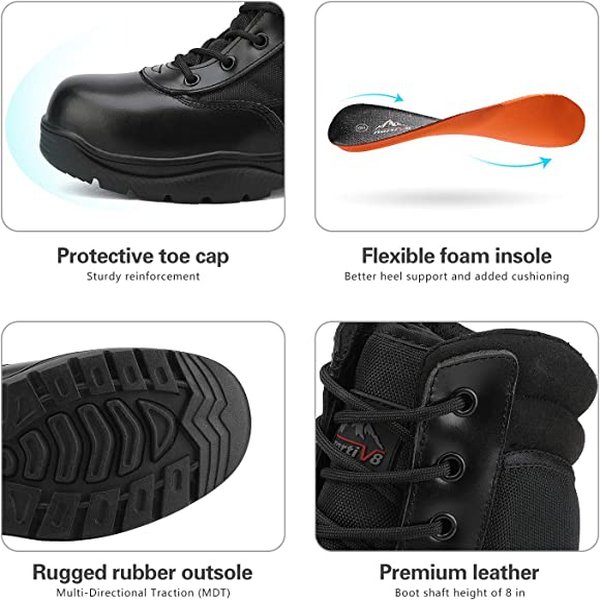 Men's Fleece Tactical Work Boots - BLACK - 3