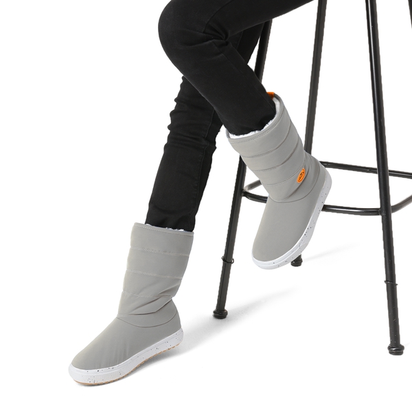 Women's Mid-Calf Water Resistant Winter Boots - LIGHT-GREY - 1