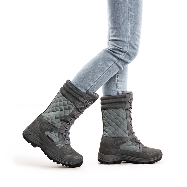 Women's Lace Up Mid-Calf Snow Boots - GREY - 2