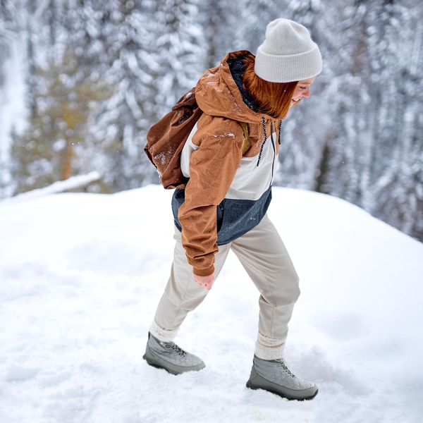 Women's Lace Up Winter Snow Boots - BEIGE - 1