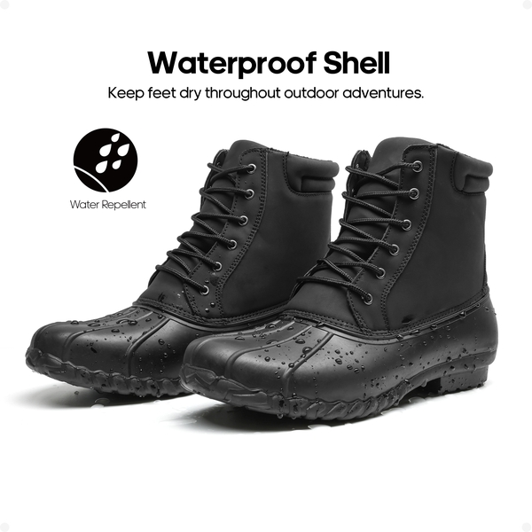 Men's Fur Lined Duck Snow Boots - BLACK - 3